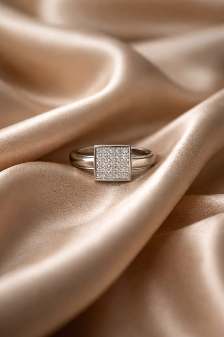 Crystal Square Solitaire Ring