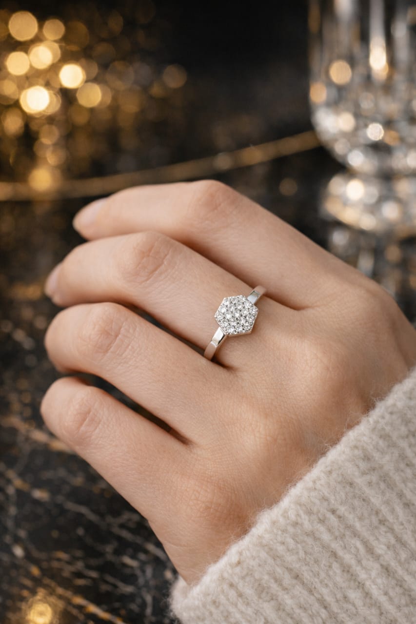 Hexa Spark Crystal Ring