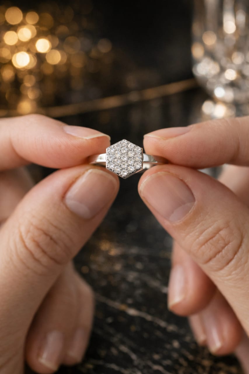 Hexa Spark Crystal Ring