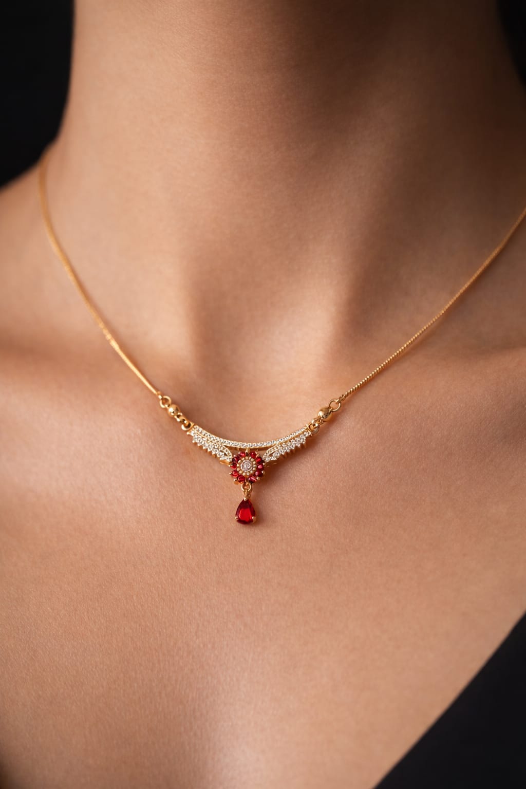 .Royal Ruby Drop Necklace