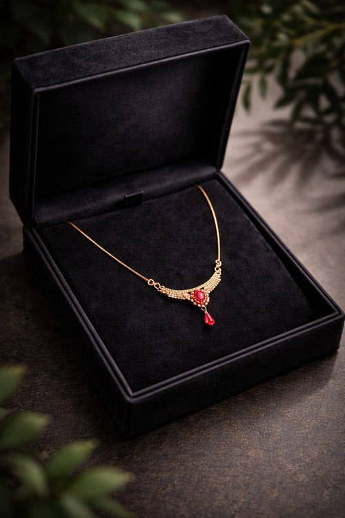 .Royal Ruby Drop Necklace