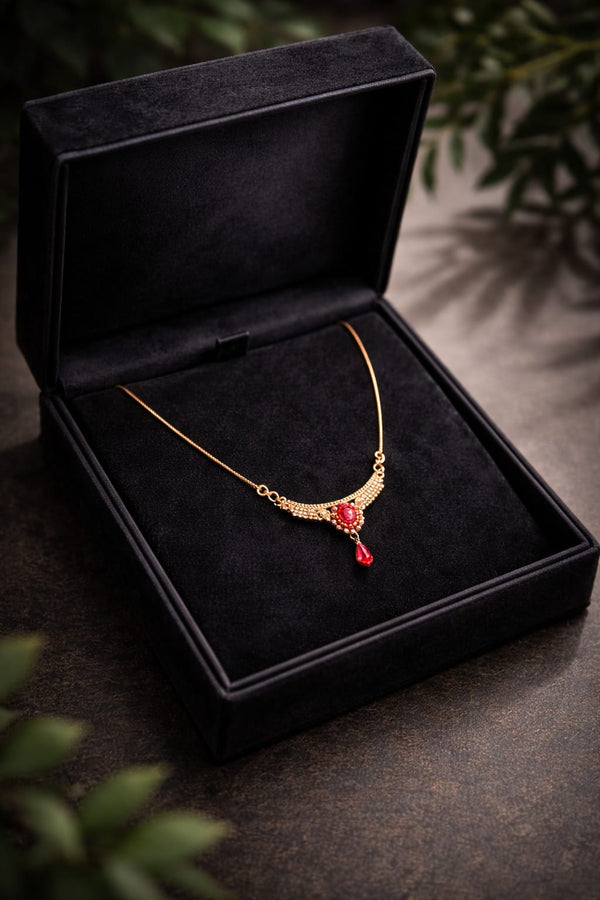 .Royal Ruby Drop Necklace