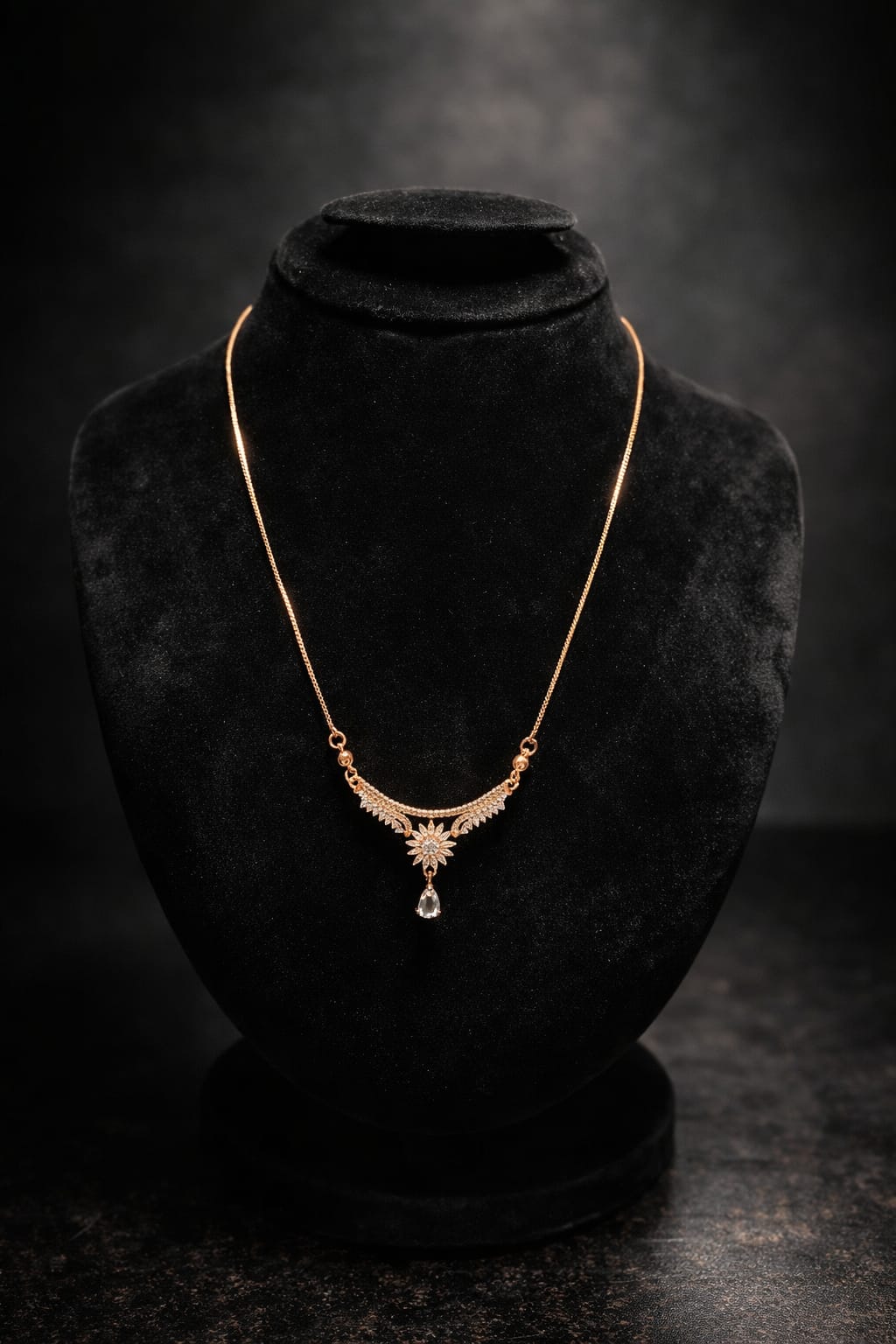 Golden Floral Drop Necklace