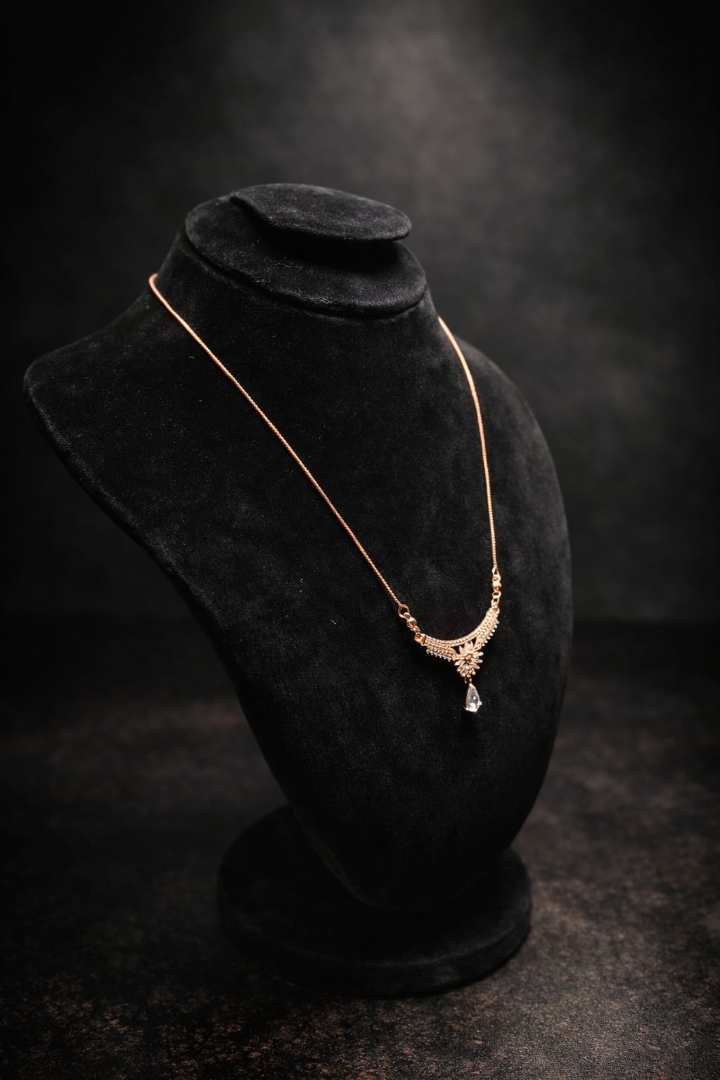 Golden Floral Drop Necklace