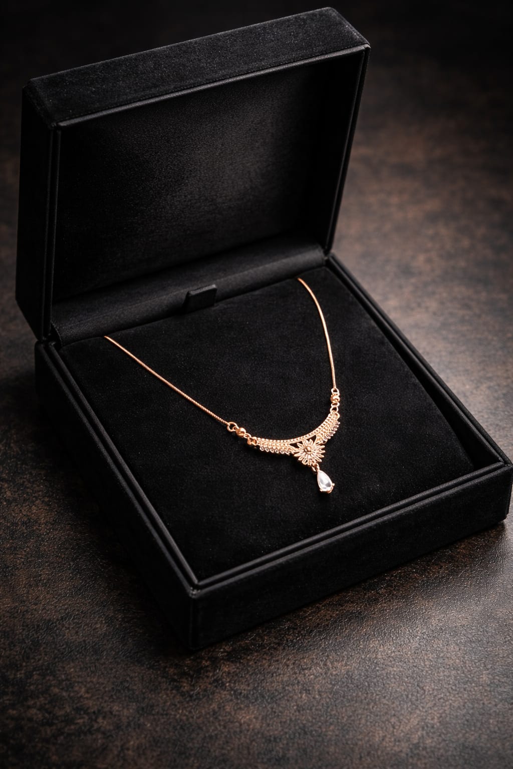 Golden Floral Drop Necklace