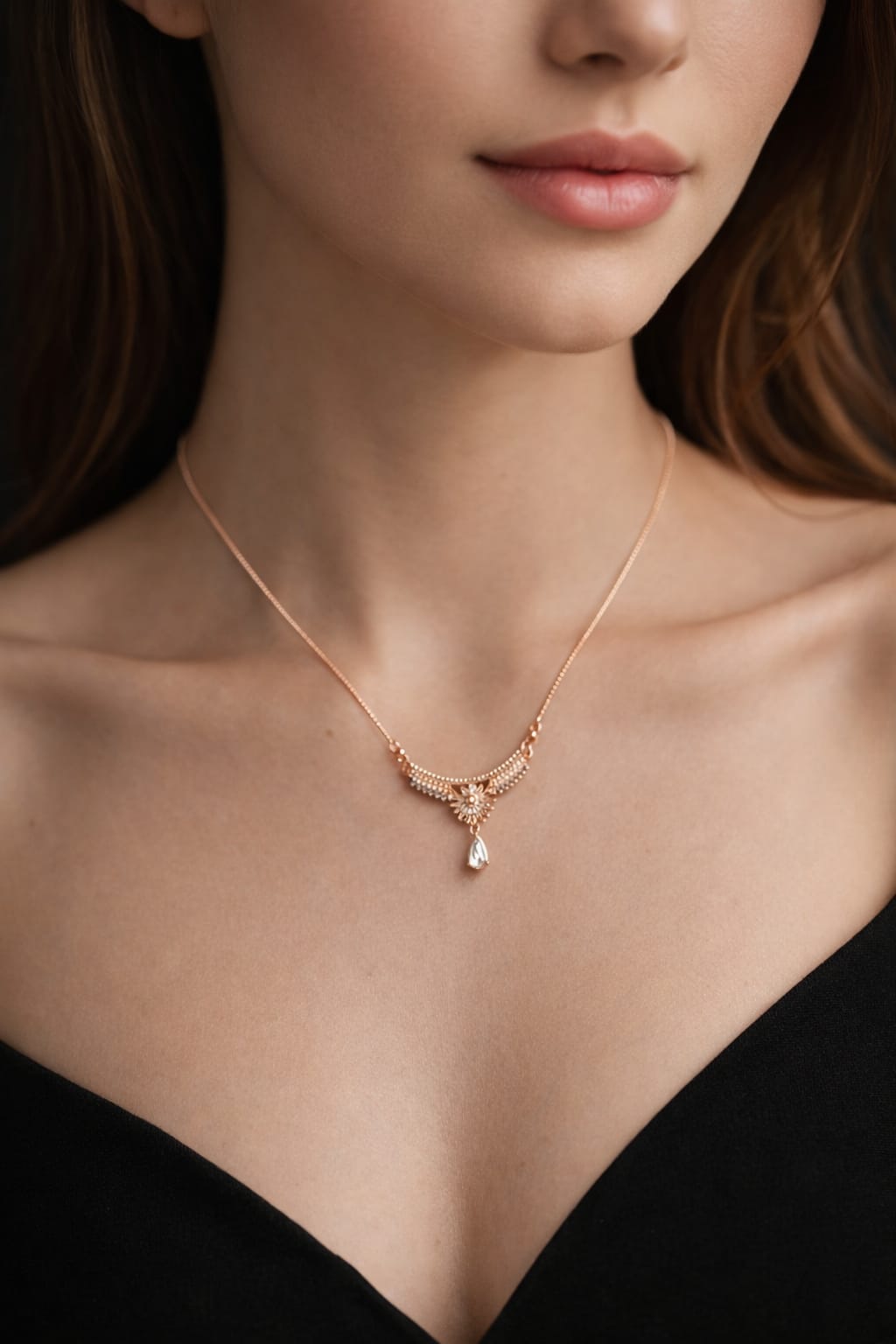 Golden Floral Drop Necklace