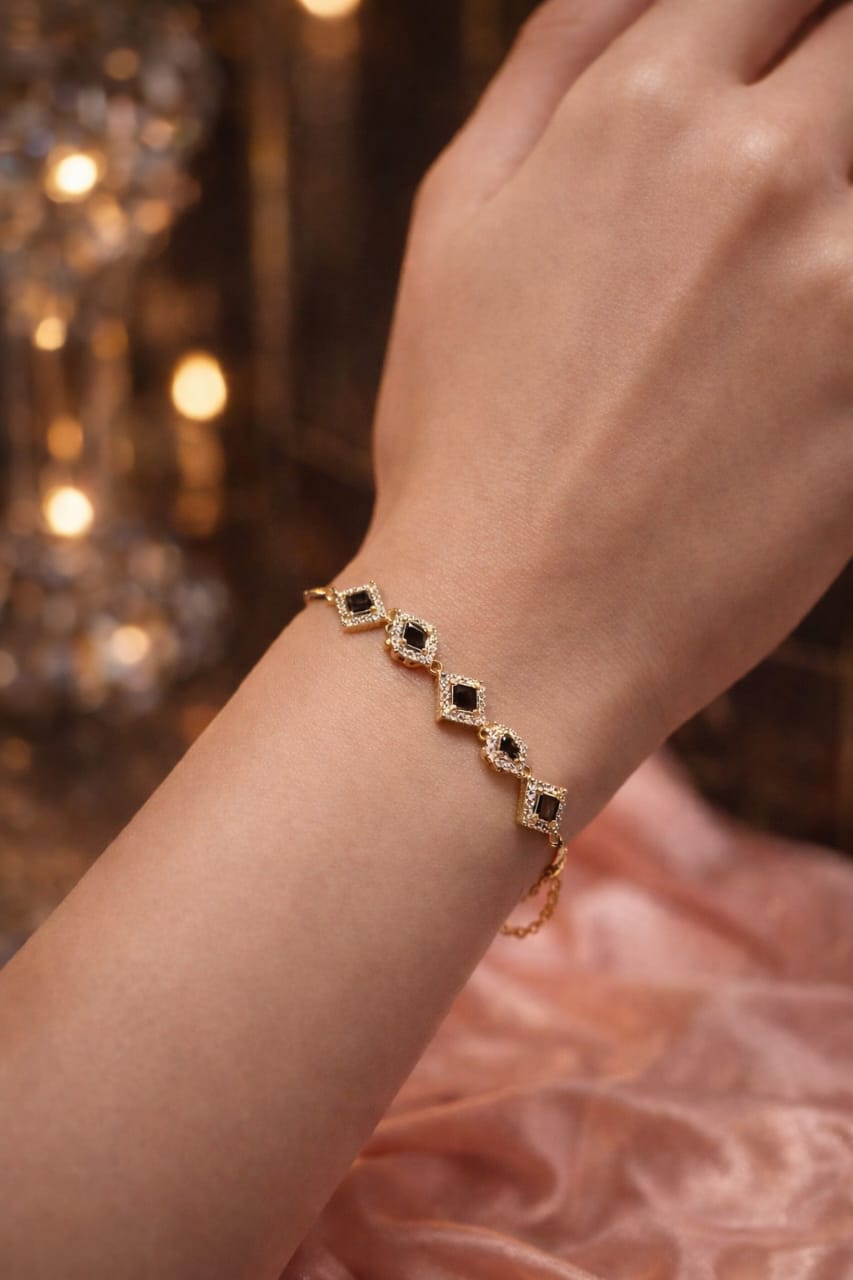 Luxury Black Diamond Crystal Geometric Bracelet for Women