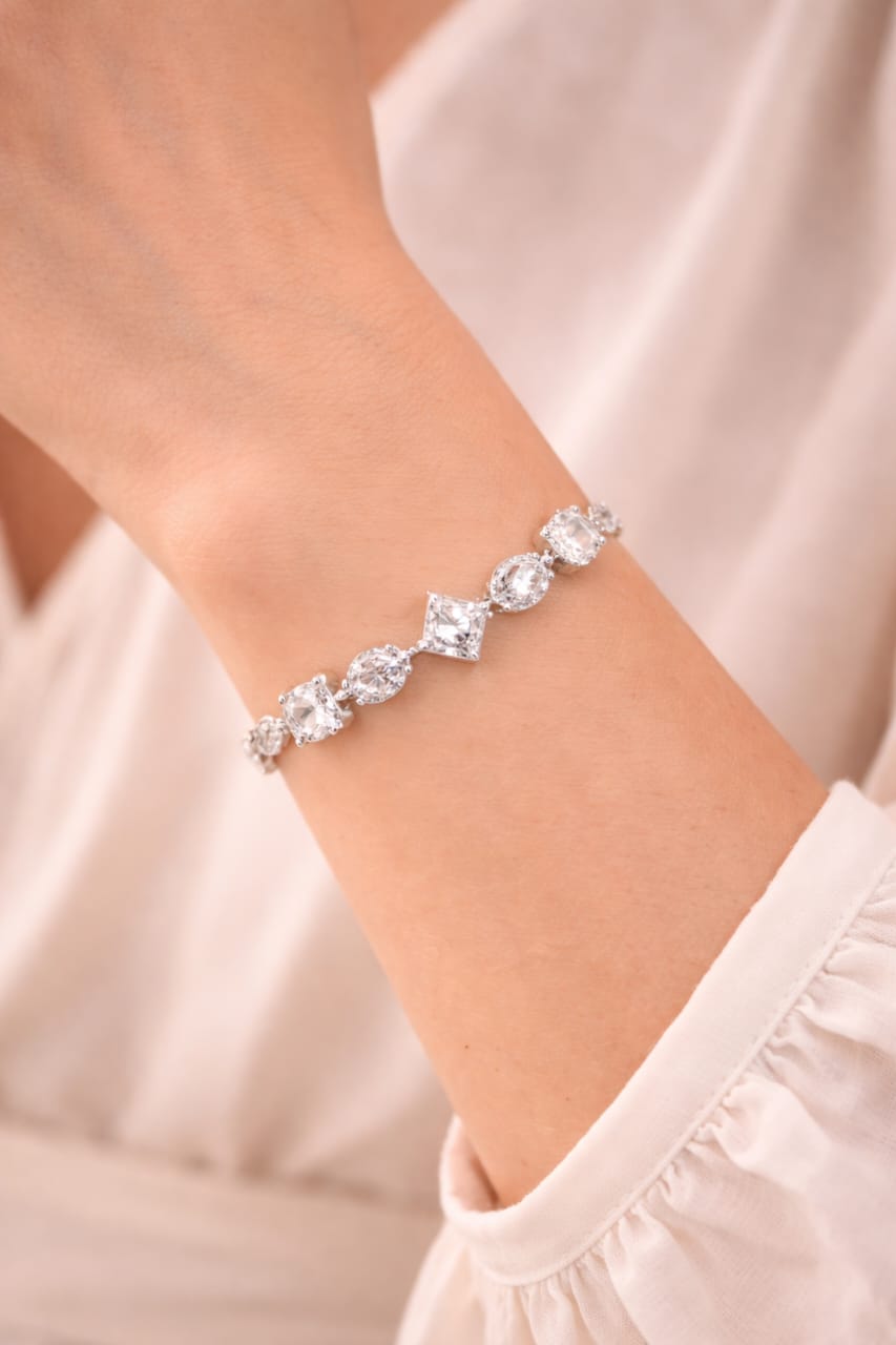 Luxury Crystal Square & Teardrop Adjustable Bracelet