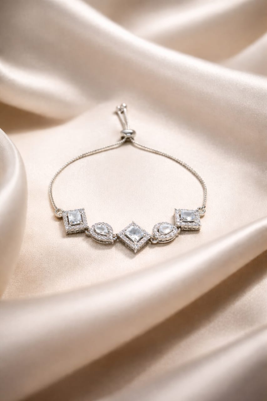 Luxury Crystal Square & Teardrop Adjustable Bracelet