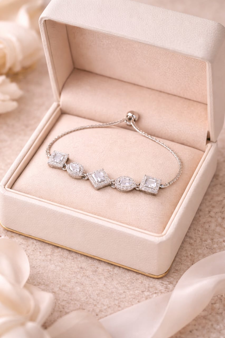 Luxury Crystal Square & Teardrop Adjustable Bracelet