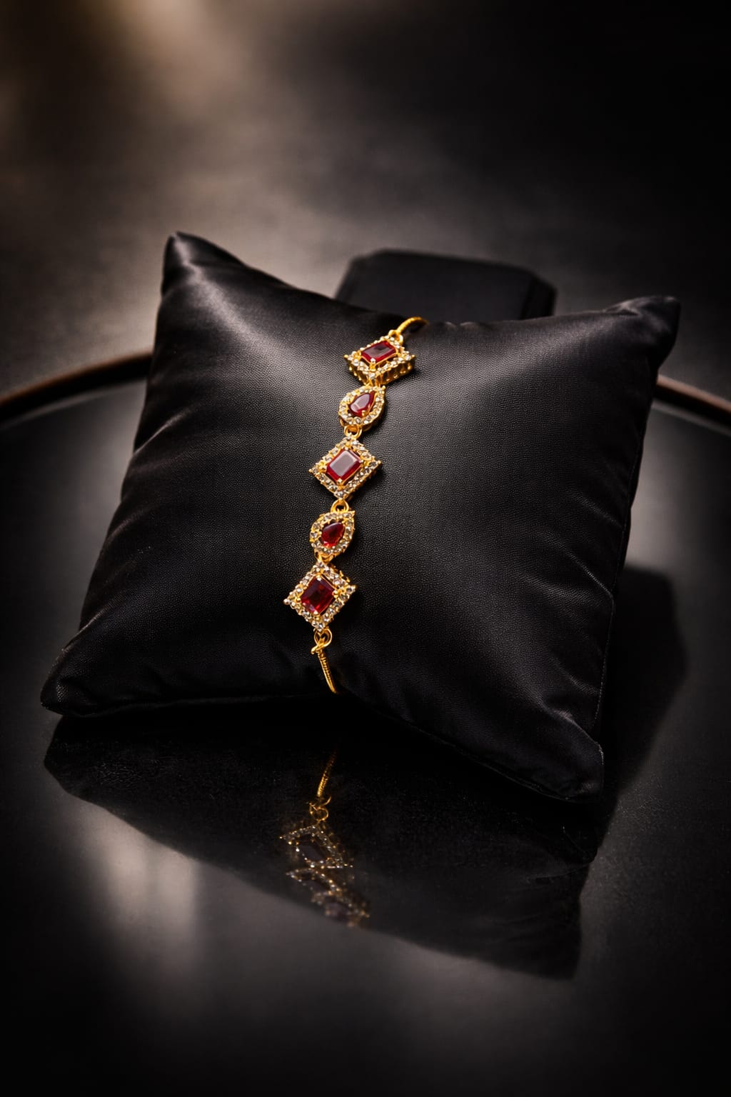 Luxury Ruby & Crystal Gold-Plated Designer Bracelet