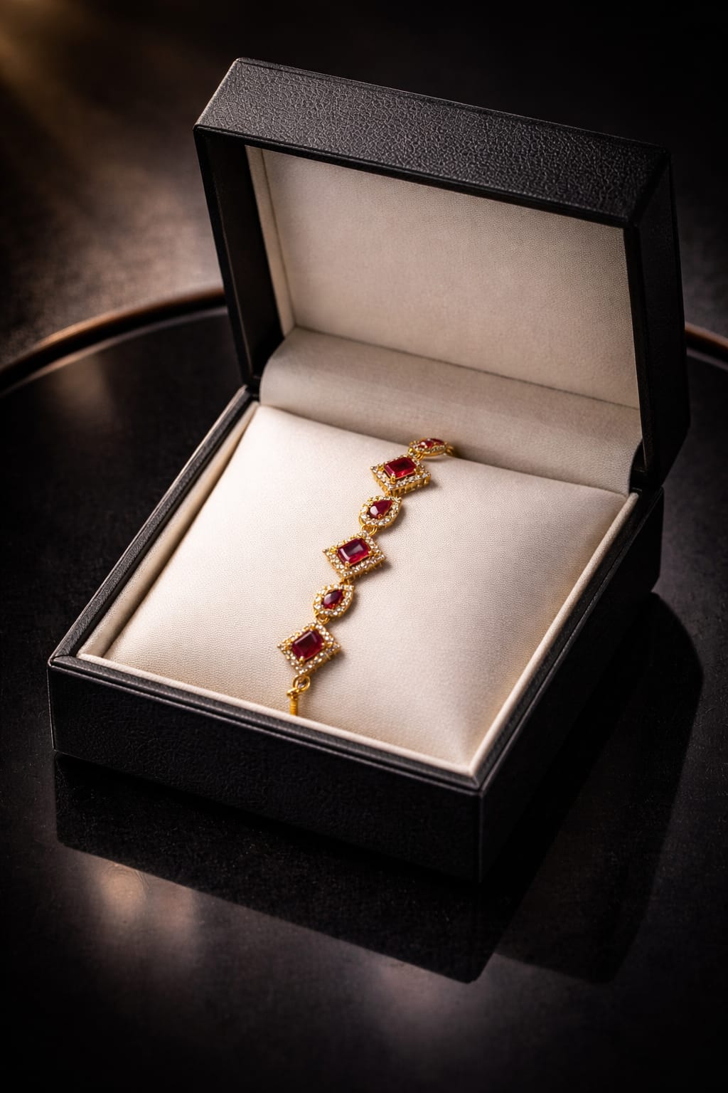 Luxury Ruby & Crystal Gold-Plated Designer Bracelet