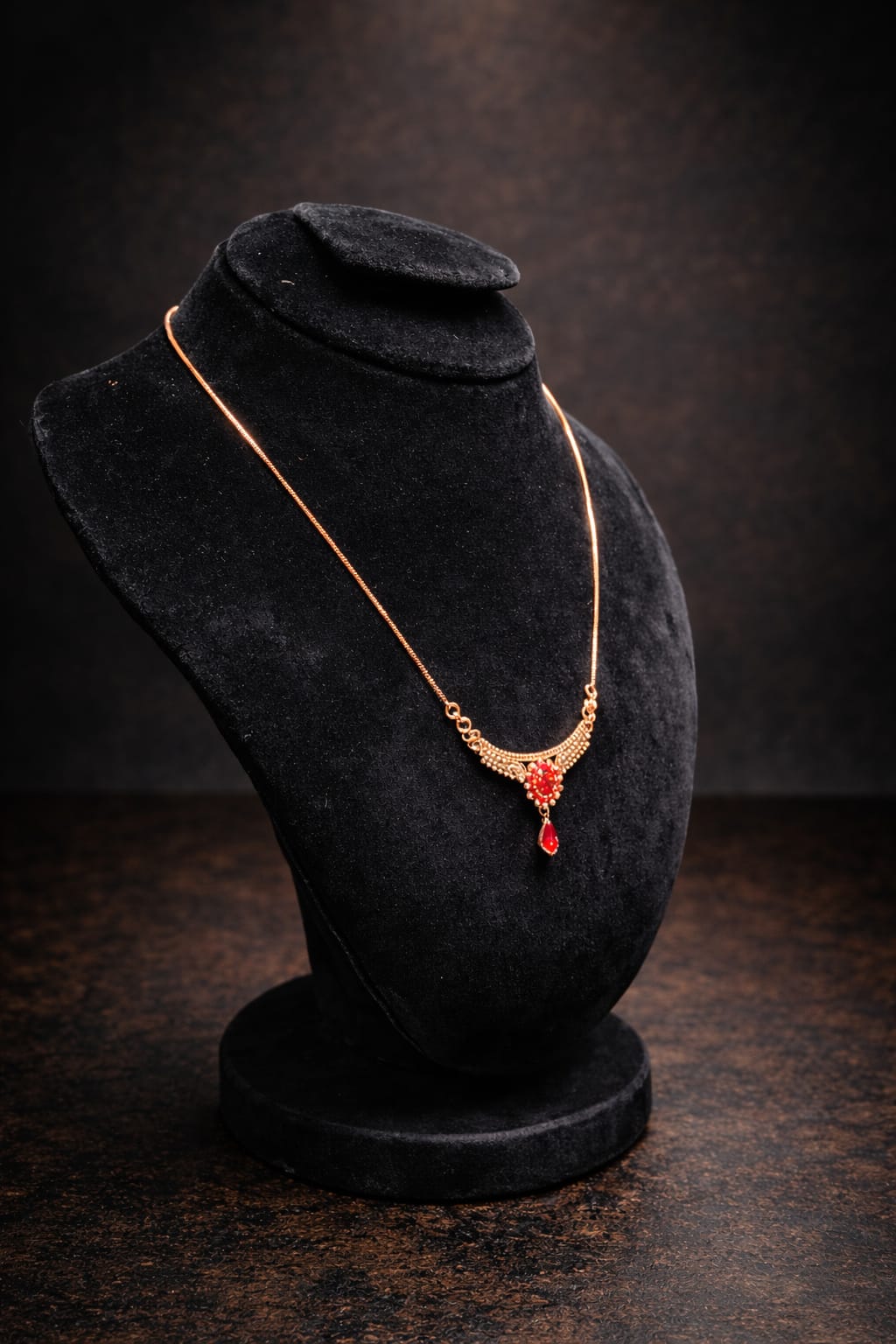 .Royal Ruby Drop Necklace
