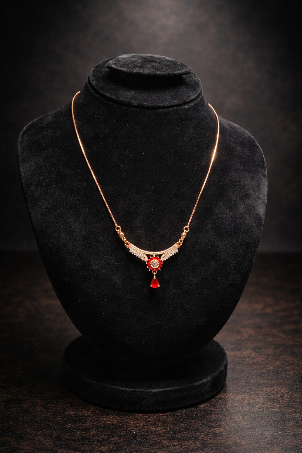 .Royal Ruby Drop Necklace